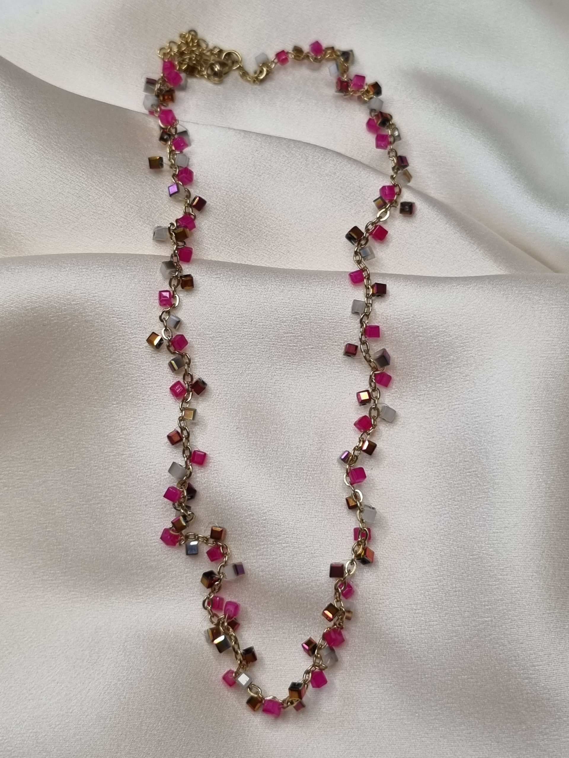 Collana Donna Argento con Perle Colorate